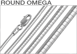 Sterling Silver Round Omega Chains
