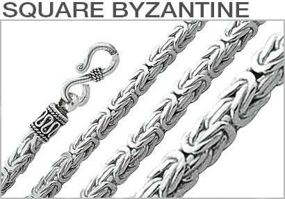 Sterling Silver Square Byzantine Chain