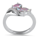 Sterling Silver Iridescent Rainbow Marquise CZ Ring