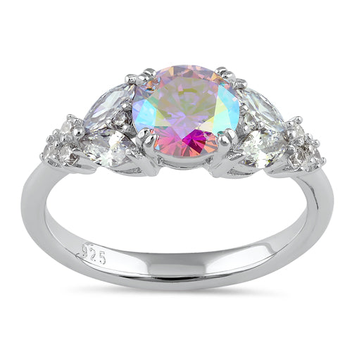 Sterling Silver Iridescent Rainbow CZ Ring