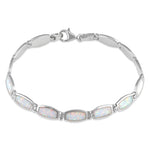 Sterling Silver White Lab Opal Bracelet