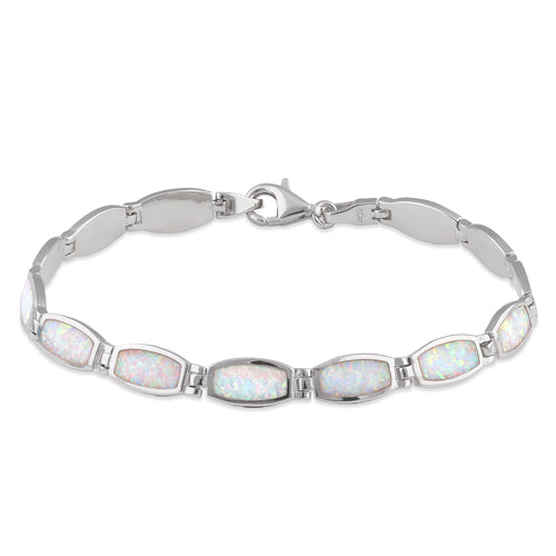 Sterling Silver White Lab Opal Bracelet