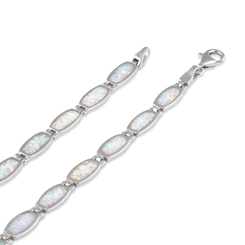 Sterling Silver White Lab Opal Bracelet