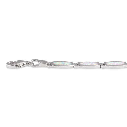 Sterling Silver White Lab Opal Bracelet