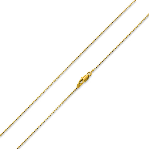 14K Gold Plated Bead Brass Chain Necklace 1.20mm