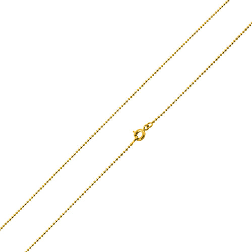 14K Gold Plated Bead Brass Chain Necklace 1.6mm