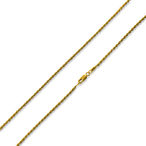 14K Gold Plated Rope Brass Chain Necklace 1.7mm