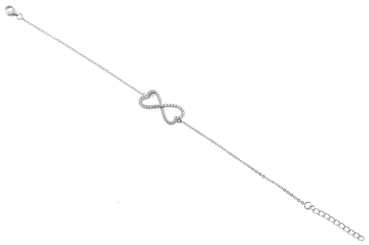 Sterling Silver Infinity Heart CZ Bracelet