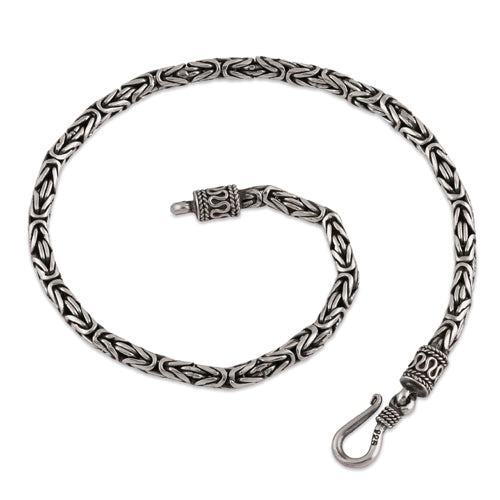 Sterling Silver Round Byzantine Chain Bracelet - 3.0MM