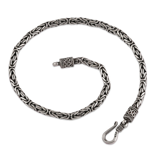 Sterling Silver 9" Round Byzantine Chain Necklace - 2.6MM