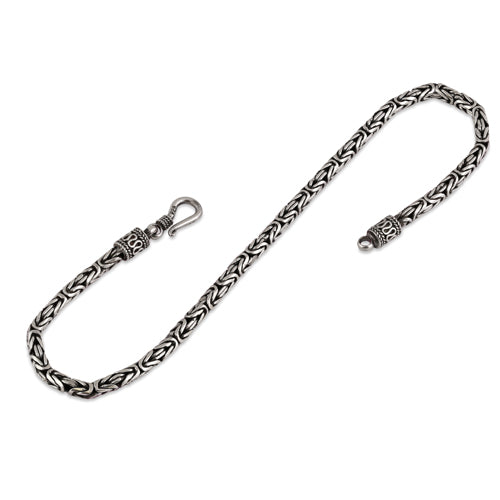 Sterling Silver 9" Round Byzantine Chain Necklace - 2.6MM