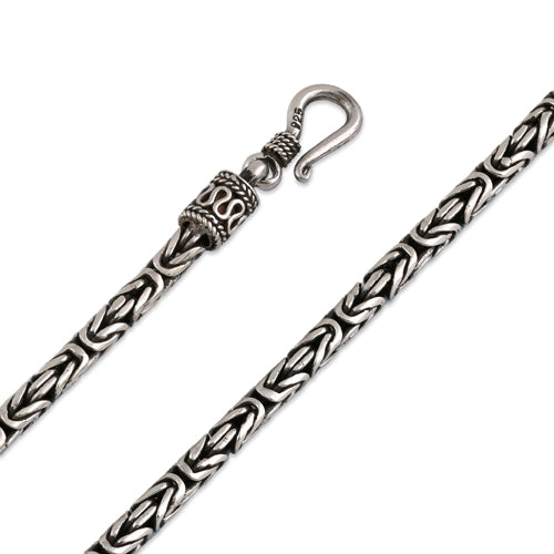 Sterling Silver 9" Round Byzantine Chain Necklace - 2.6MM