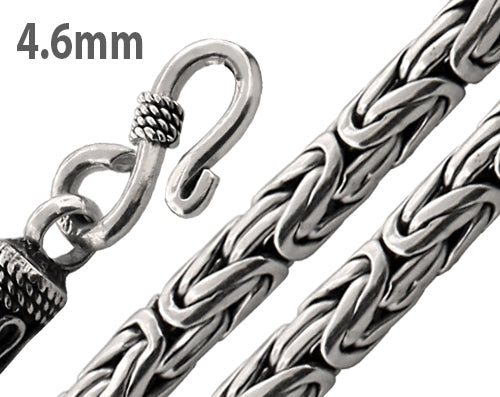 Sterling Silver Round Byzantine Chain Necklace - 4.6MM