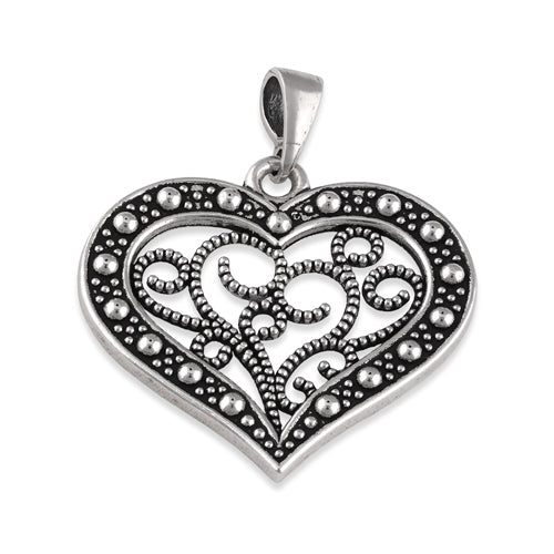 Sterling Silver Heart Filigree Pendant