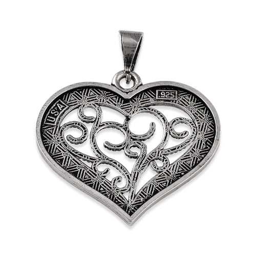Sterling Silver Heart Filigree Pendant