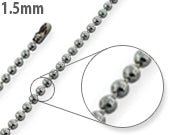 Stainless Steel Dogtag Bead Chain Necklace 1.5mm