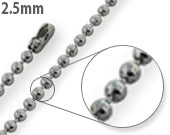Stainless Steel Dogtag Bead Chain Necklace 2.5mm