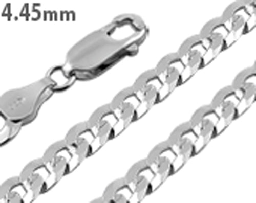 Sterling Silver Flat Curb Chain Necklace 4.45mm
