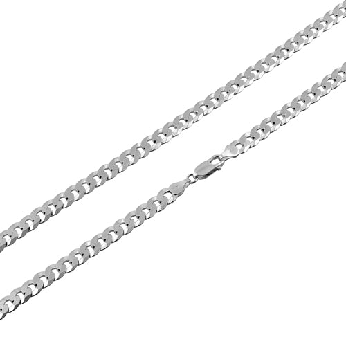 Sterling Silver Flat Curb Chain Necklace 8.6mm