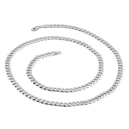Sterling Silver Flat Curb Chain Necklace 8.3mm