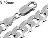 Sterling Silver Flat Curb Chain Necklace 9.45mm
