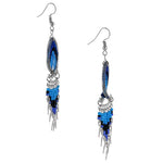 Stainless Steel Peruvian Pink & Blue Silk Thread Beaded Fish Dangle Earrings