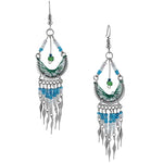 Stainless Steel Peruvian Light Green Silk Thread Beaded Dangle Earrings