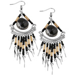 Stainless Steel Black Round Murano Glass Peruvian Earrings