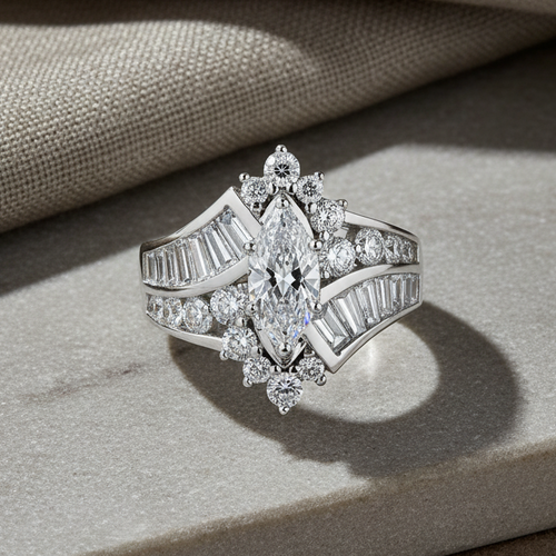 Sterling Silver Marquise CZ Engagement Ring