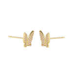 Solid 14K Gold Pink CZ Butterfly Earrings