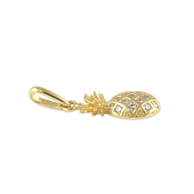 Solid 14K Gold Pineapple CZ Pendant