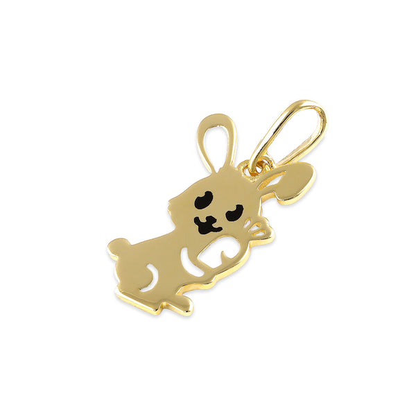 Solid 14K Gold Bunny Rabbit Pendant