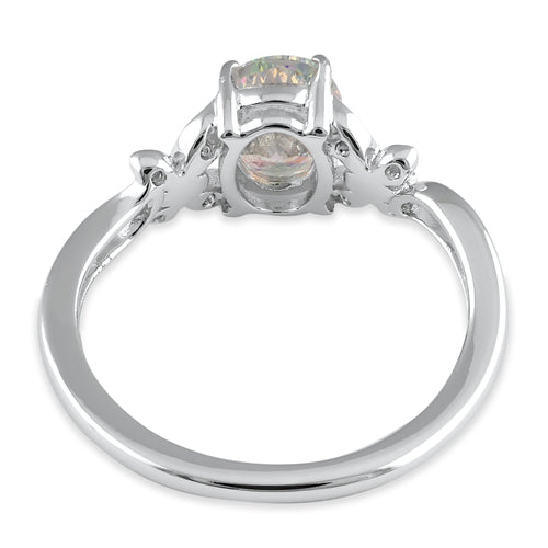 Sterling Silver Butterfly Iridescent Rainbow CZ Ring