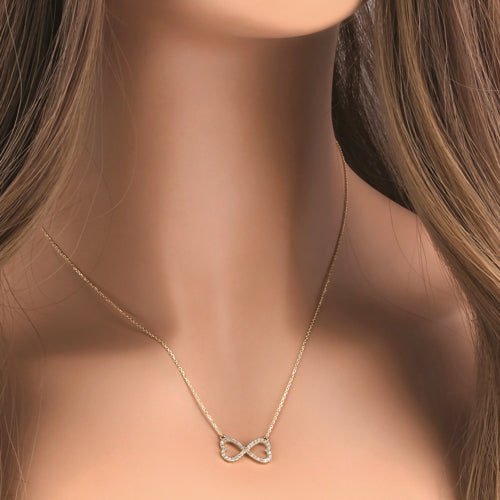 Solid 14K Gold Infinite Love Diamond Necklace