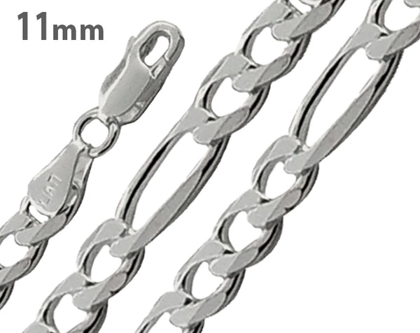 Sterling Silver Figaro Chain 11mm