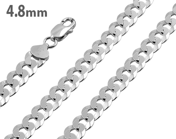 Sterling Silver Flat Curb Chain Necklace 4.8mm