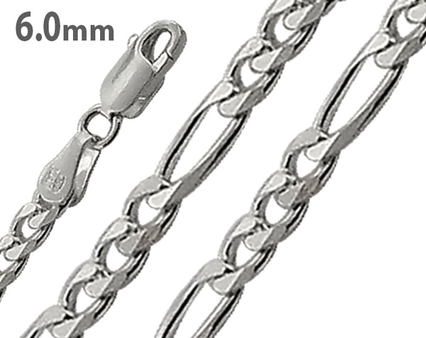 Sterling Silver Figaro Chain 6mm