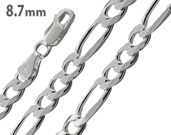 Sterling Silver Figaro Chain 8.7mm