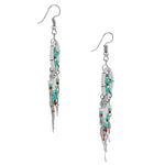 Stainless Steel Dream Catcher Off-White Silk Thread Beaded Dangle Earrings