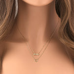 Solid 14K Yellow Gold Love and Heart Necklace