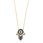 Solid 14K Gold Hand Painted Hamsa Necklace