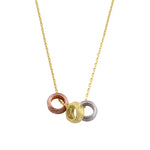 Solid 14K Gold Triple Tone Faceted Bead Necklace