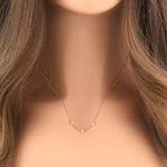 Solid 14K Yellow Gold Flex V Shape CZ Necklace