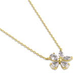 Solid 14K Gold Flower CZ Necklace