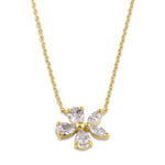 Solid 14K Gold Flower CZ Necklace