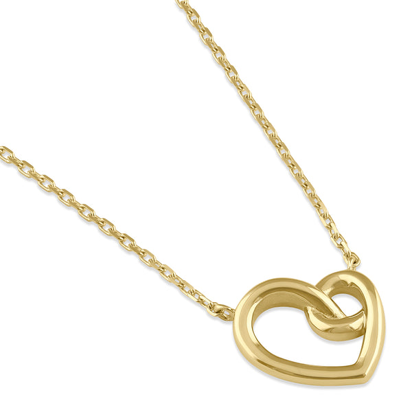 Solid 14K Gold Knotted Heart Necklace