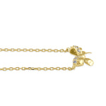 Solid 14K Gold Bow CZ Necklace
