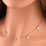 Sterling Silver Adjustable White Lab Opal Station Necklace