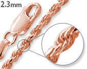 14K Rose Gold Plated Sterling Silver Rope Chain 2.3MM