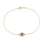 Solid 14K Gold Evil Eye CZ Bracelet